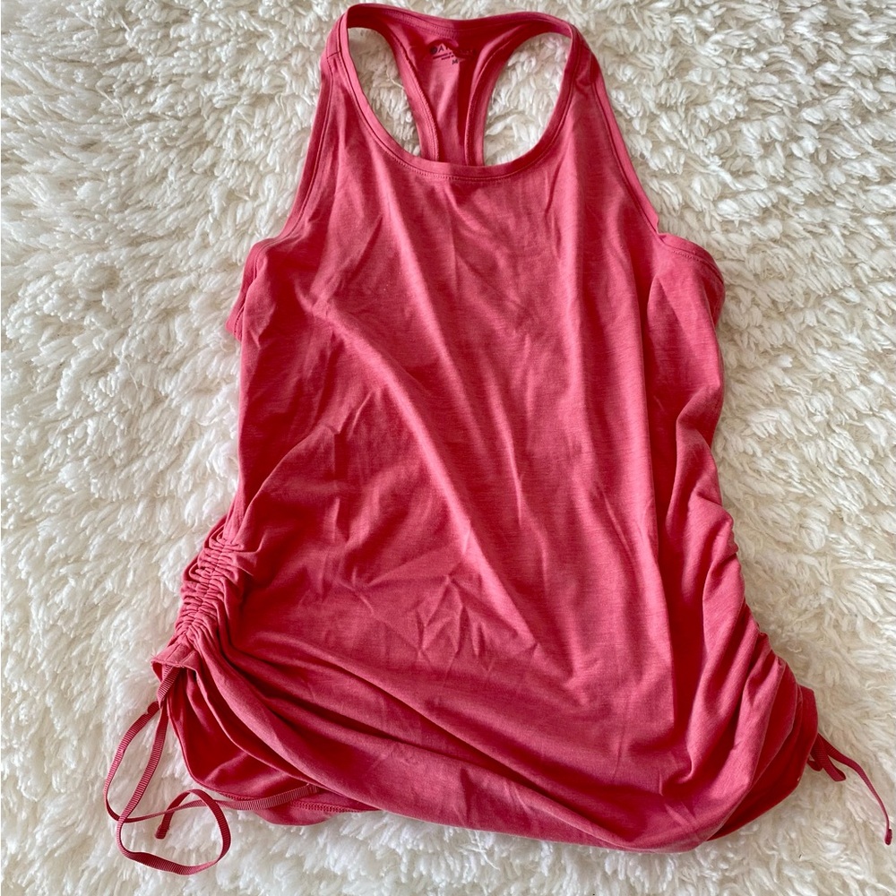 ATHLETA Peach Encore Ruched Side Racerback Tank Top (Size Medium)